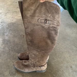 Taupe Suede Over the Knee Boots EUC